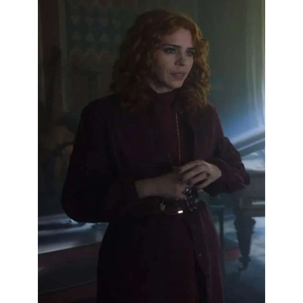 Isadora Capri Burgundy Coat - Season 2 Wednesday