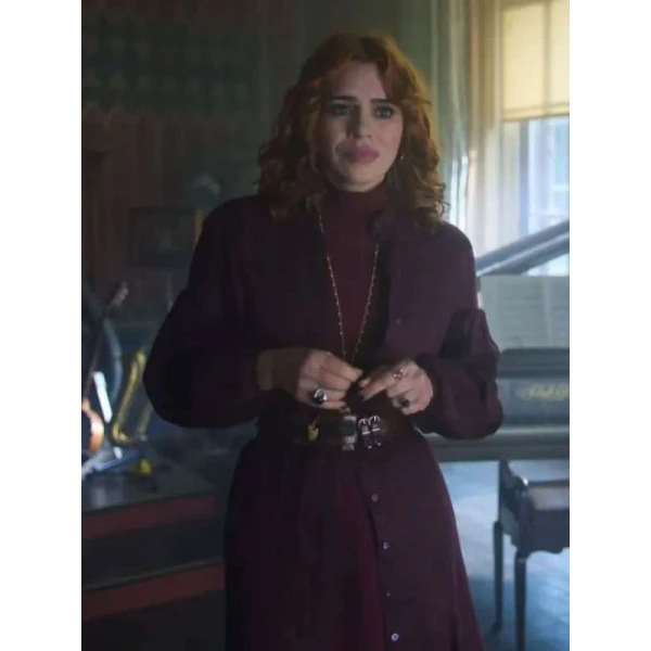 Isadora Capri Burgundy Coat - Season 2 Wednesday