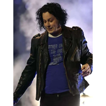 Jack White Halftime Show Black Leather Jacket
