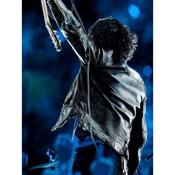 Jack White Halftime Show Black Leather Jacket
