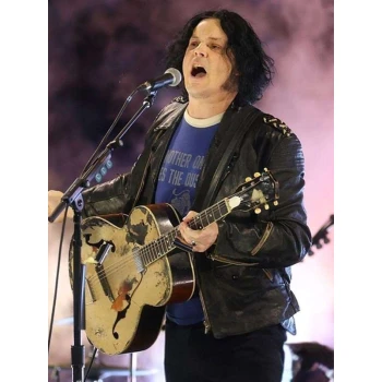 Jack White Halftime Show Black Leather Jacket