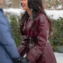 Jameela Jamil A Merry Little Ex-Mas Leather Coat