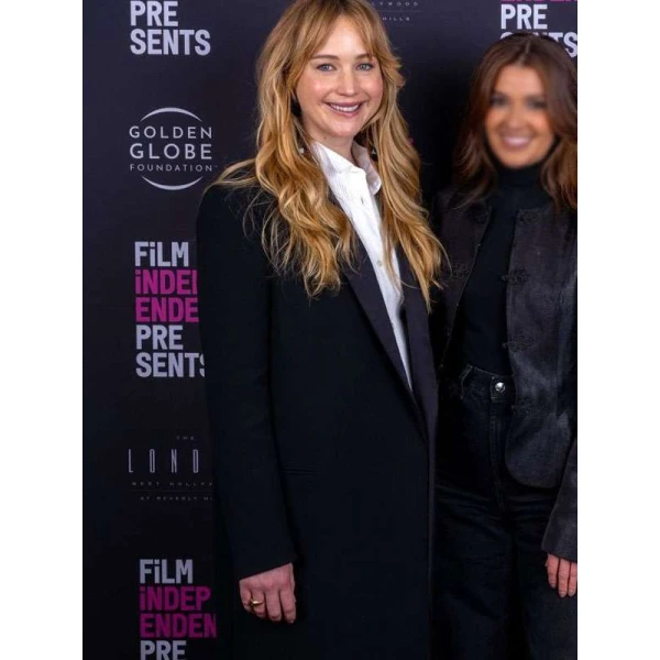 Jennifer Lawrence Die My Love Screening Black Long Coat