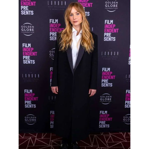 Jennifer Lawrence Die My Love Screening Black Long Coat