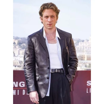 Jeremy Allen White NYFF63 Leather Blazer