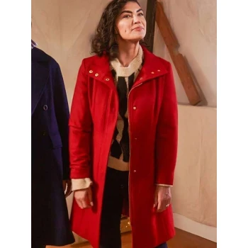 Jessica Szohr Designing Christmas Red Coat