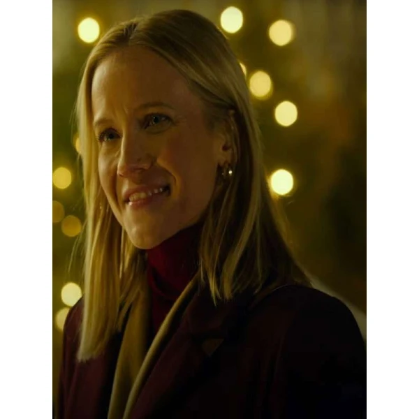 Jessy Schram A Suite Holiday Romance Maroon Wool Coat