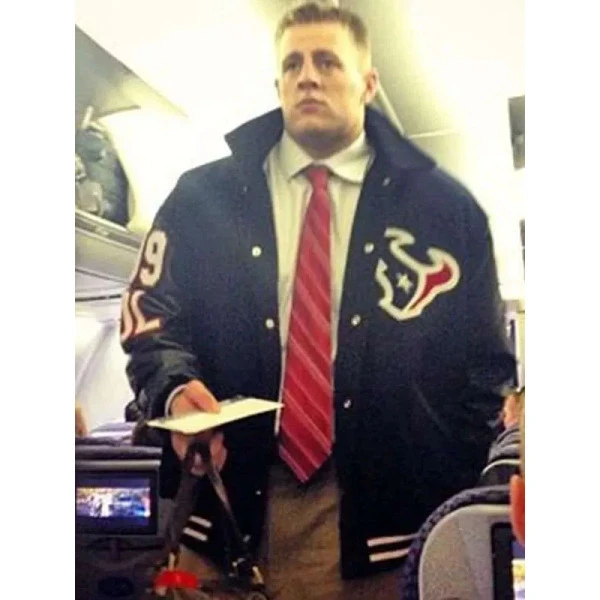 Button jj watt houston texans varsity jacket