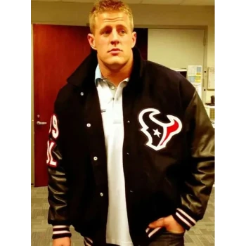 Button jj watt houston texans varsity jacket