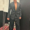 Joe Burrow Fashion Black Backless Party Suit