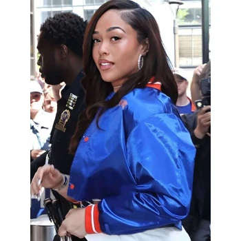 Jordyn Woods Knicks Blue Varsity Jacket
