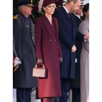 Kate Middleton Burgundy Wool Coat