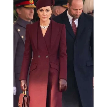 Kate Middleton Burgundy Wool Coat