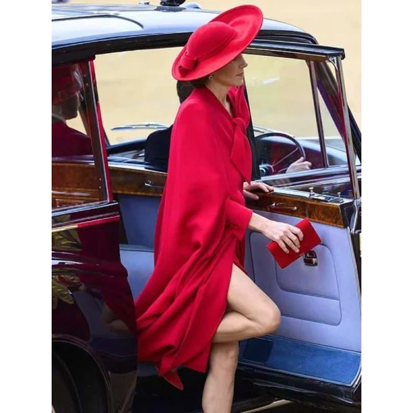 Kate Middleton Horse Guard Parade Red Bow Coat