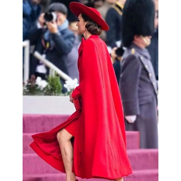 Kate Middleton Horse Guard Parade Red Bow Coat