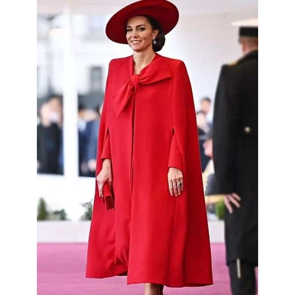 Kate Middleton Horse Guard Parade Red Bow Coat