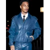 Keith Powers CFDA 2025 Blue Leather Jacket