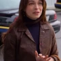 Kristin Kreuk Murder in a Small Town S02 Brown Leather Jacket