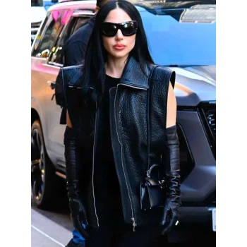 Lady Gaga The Late Show Black Leather Vest