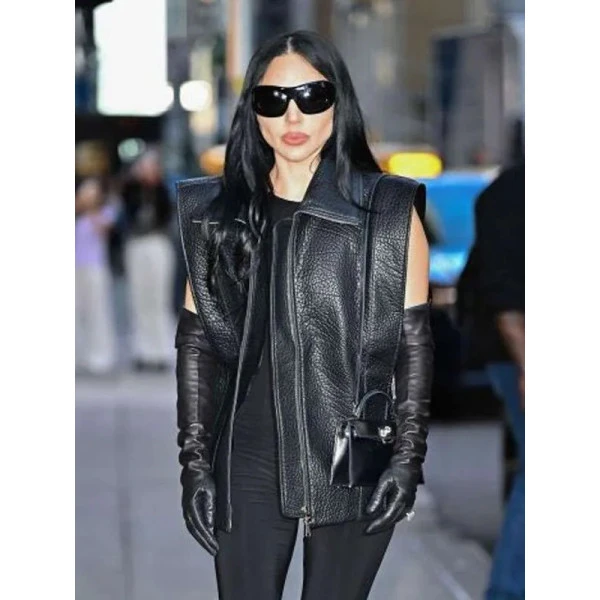 Lady Gaga The Late Show Black Leather Vest Lady Gaga The Late Show Black Leather Vest