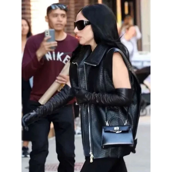 Lady Gaga The Late Show Black Leather Vest Lady Gaga The Late Show Black Leather Vest