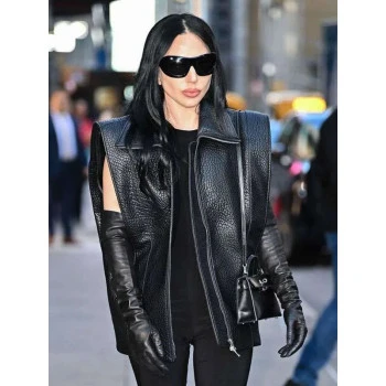 Lady Gaga The Late Show Black Leather Vest