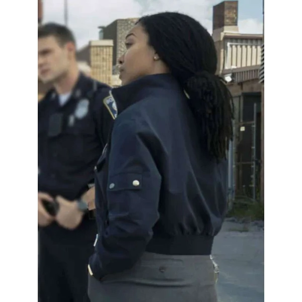 Lena Silver Boston Blue Bomber Jacket