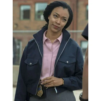 Lena Silver Boston Blue Bomber Jacket