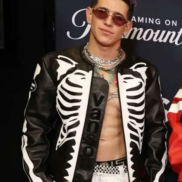 Lenny Tavárez MTV Awards Skeleton Leather Jacket Lenny Tavárez MTV Awards Skeleton Leather Jacket
