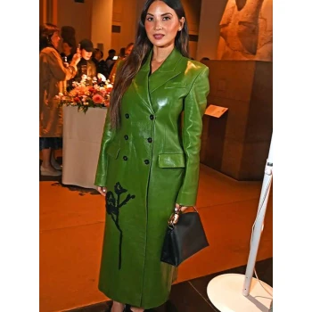 LFW 2025 Olivia Munn Green Leather Coat