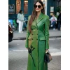 LFW 2025 Olivia Munn Green Leather Coat