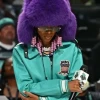 Womens Blue Leather Jacket Lil Mama WNBA Style