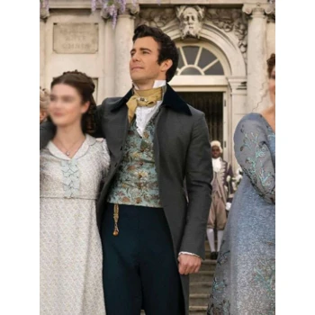 Luke Thompson Bridgerton S03 Grey Trench Coat