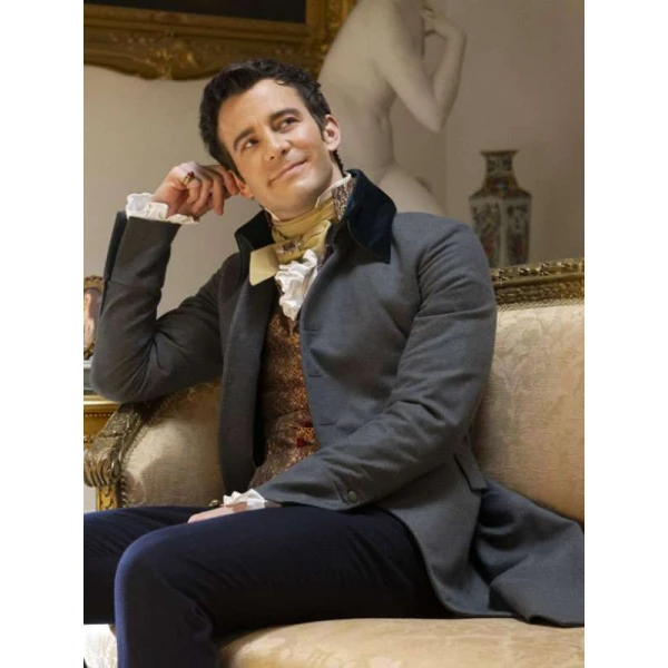 Luke Thompson Bridgerton S03 Grey Trench Coat