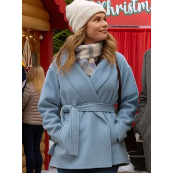 Lyndsy Fonseca Single on the 25th Blue Wool Coat