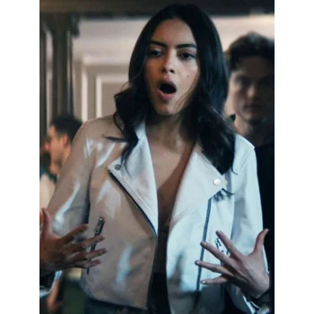 Maia Jae Gen V White Leather Jacket