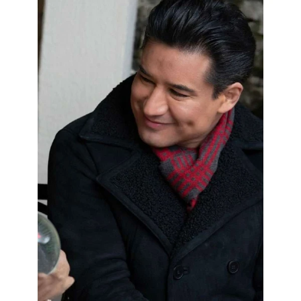 Mario Lopez The Christmas Spark Black Shearling Coat