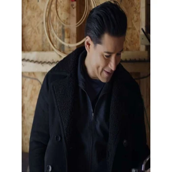 Mario Lopez The Christmas Spark Black Shearling Coat