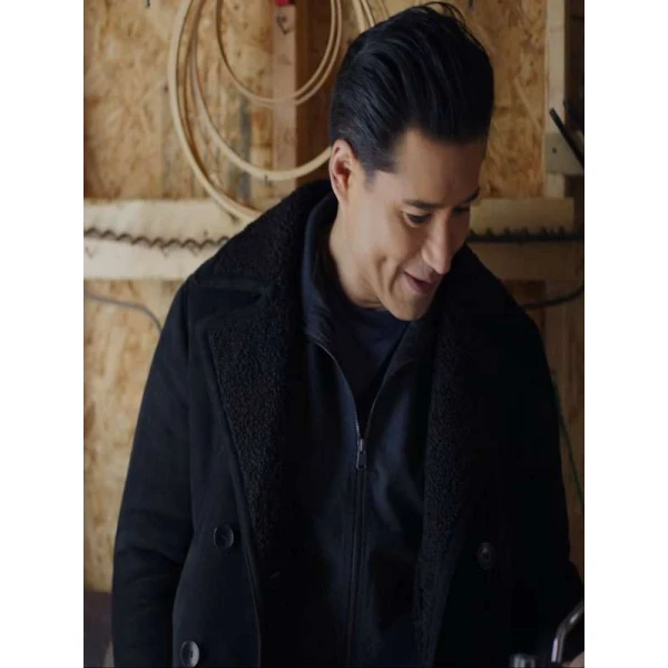 Mario Lopez The Christmas Spark Black Shearling Coat