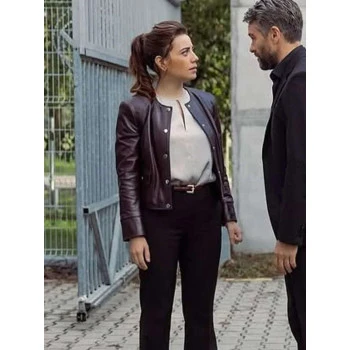 NCIS Tony and Ziva Martine Aranow Maroon Leather Jacket