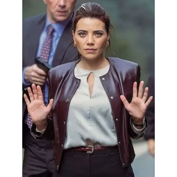 NCIS Tony and Ziva Martine Aranow Maroon Leather Jacket