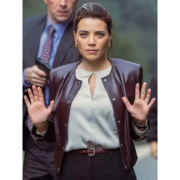 NCIS Tony and Ziva Martine Aranow Maroon Leather Jacket