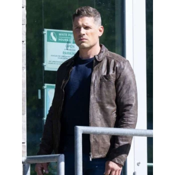 Matt Lauria Sheriff Country Brown Leather Jacket