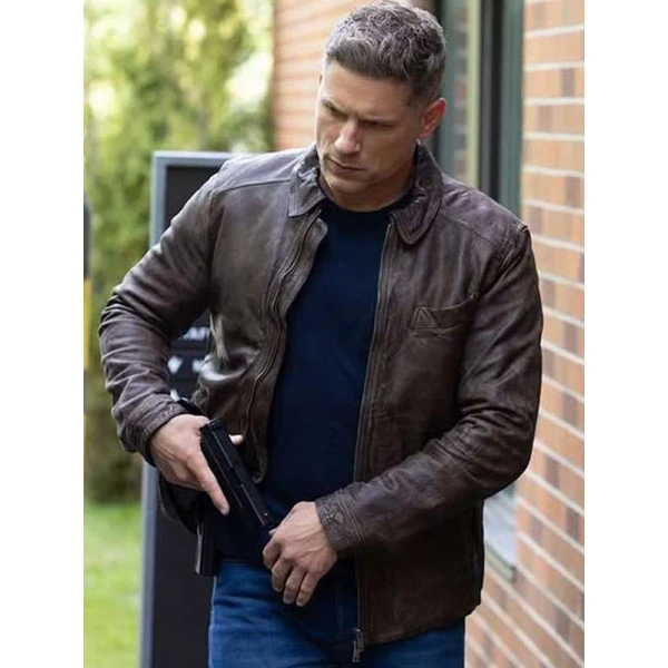 Matt Lauria Sheriff Country Brown Leather Jacket