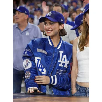 Maude Apatow World Series LA Dodgers Blue Jacket