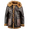 Men Brown B7 Shearling Leather Jacket