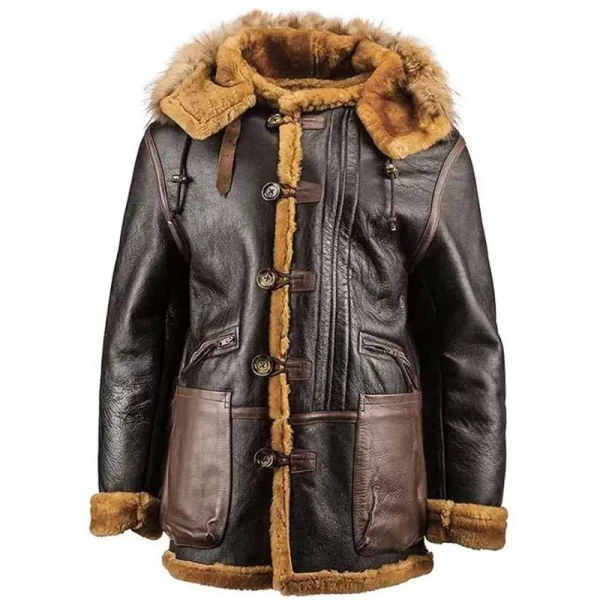 Men Brown B7 Shearling Leather Jacket