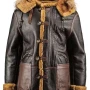 Men Brown B7 Shearling Leather Jacket