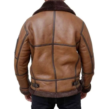 Men Brown Leather Aviator Jacket