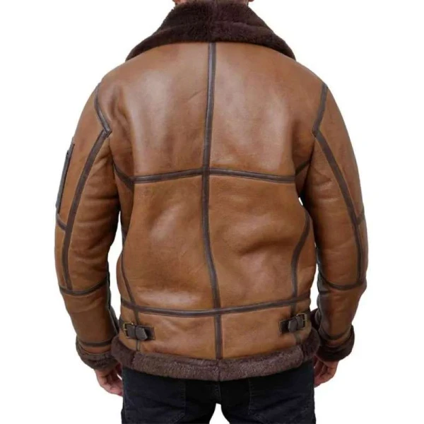 Men Brown Leather Aviator Jacket